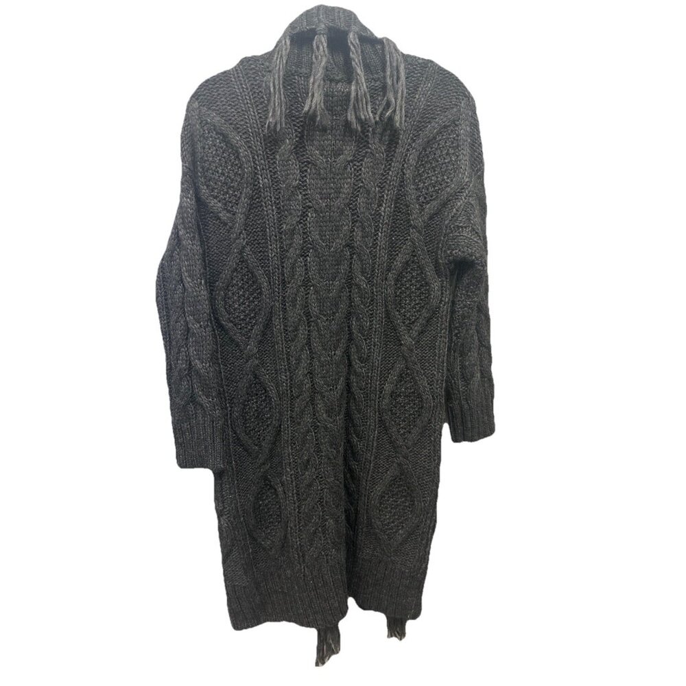 Denim & Supply Ralph Lauren Long Chunky Cable Knit Fringe Cardigan Alpaca Small - Picture 4 of 13